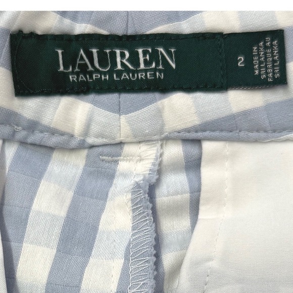 Lauren Ralph Lauren Gingham Shorts Blue White Size 2 Cuffed NWT - Picture 3 of 9